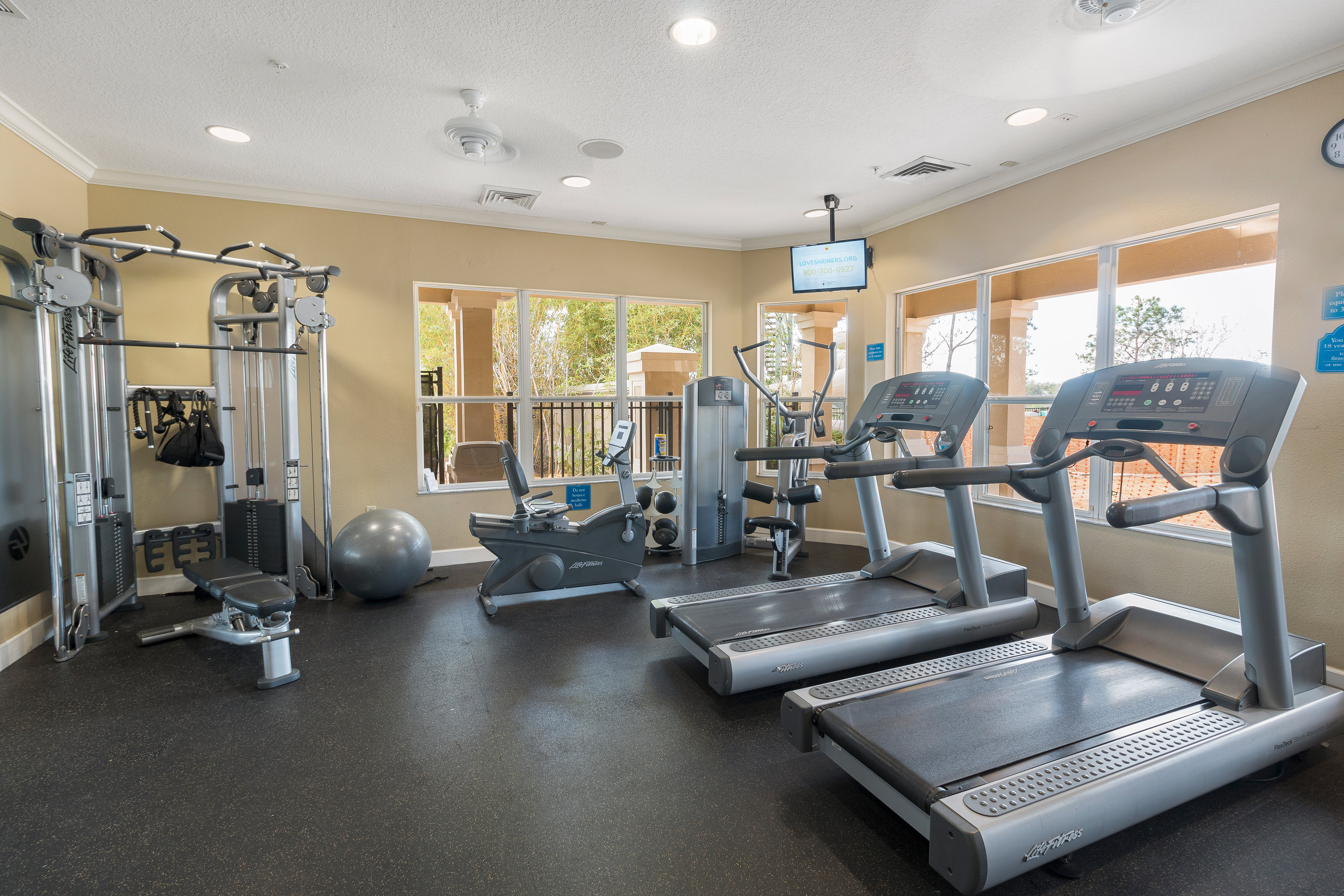 Fitness center with treadmills and weight machines at Windsor Hills Resort