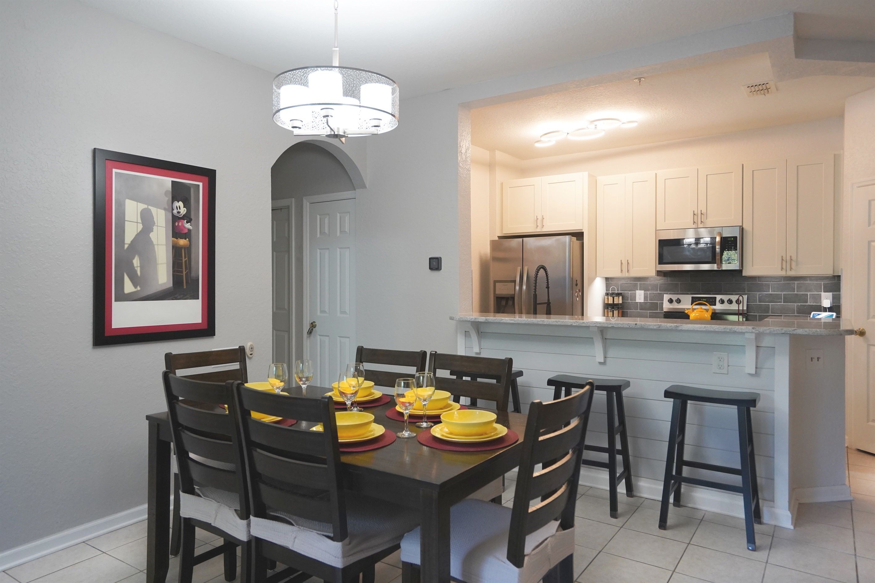 Open dining and kitchen area inside a Windsor Hills Resort condo