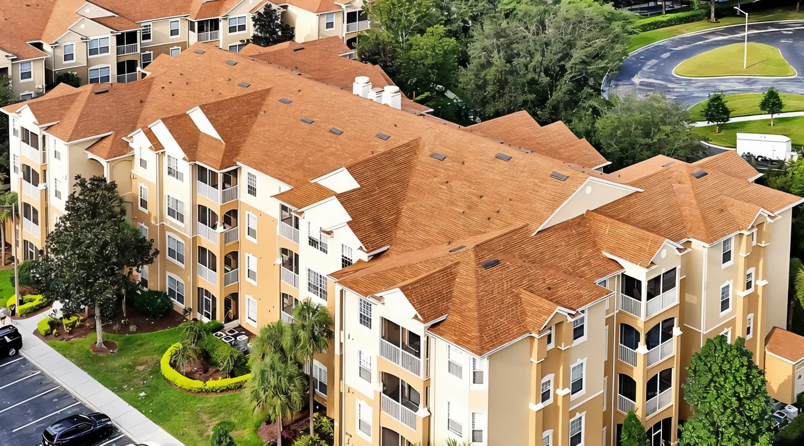 Aerial view of Windsor Hills Resort homes and streets