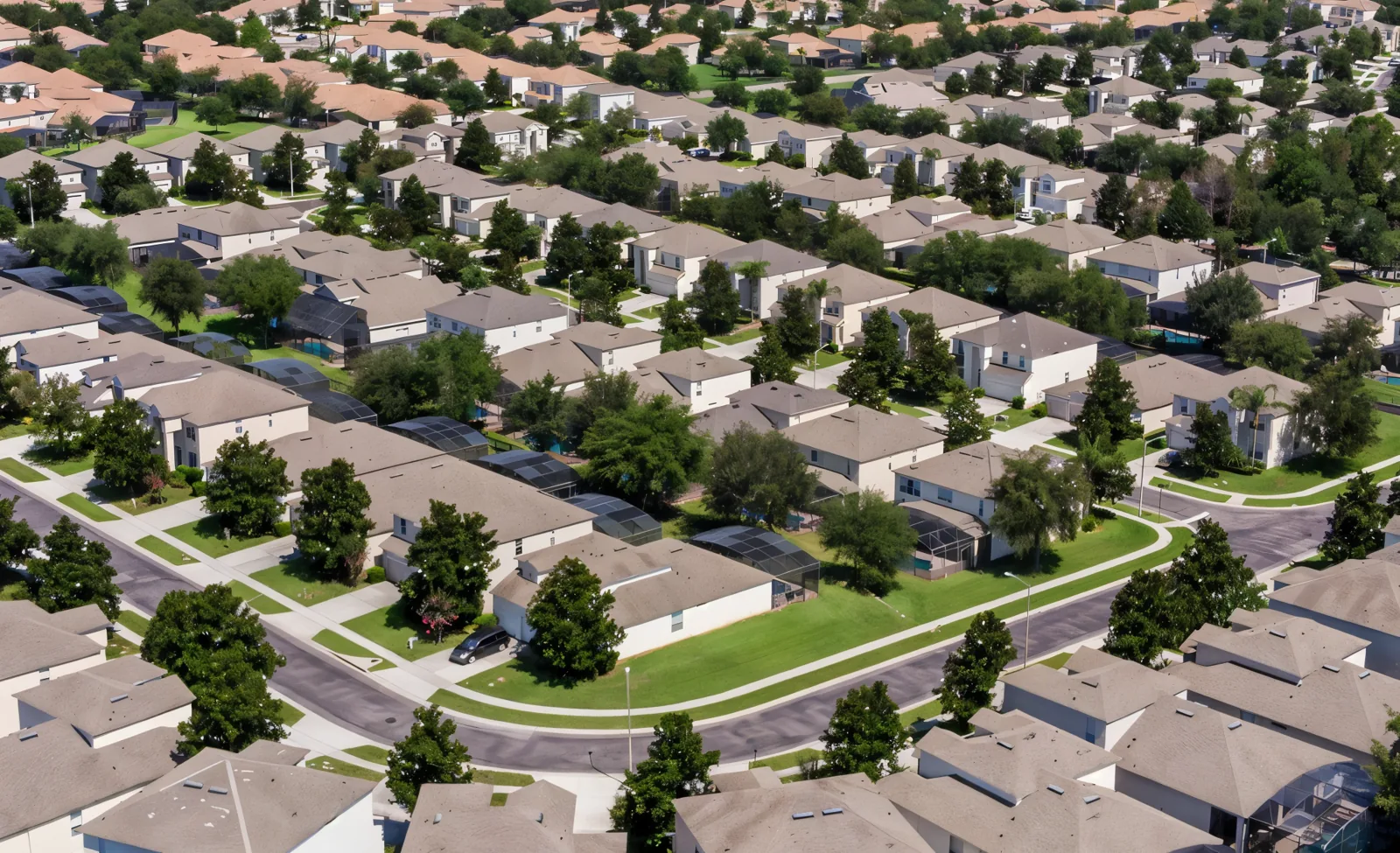 Aerial view of Windsor Hills Resort homes and streets