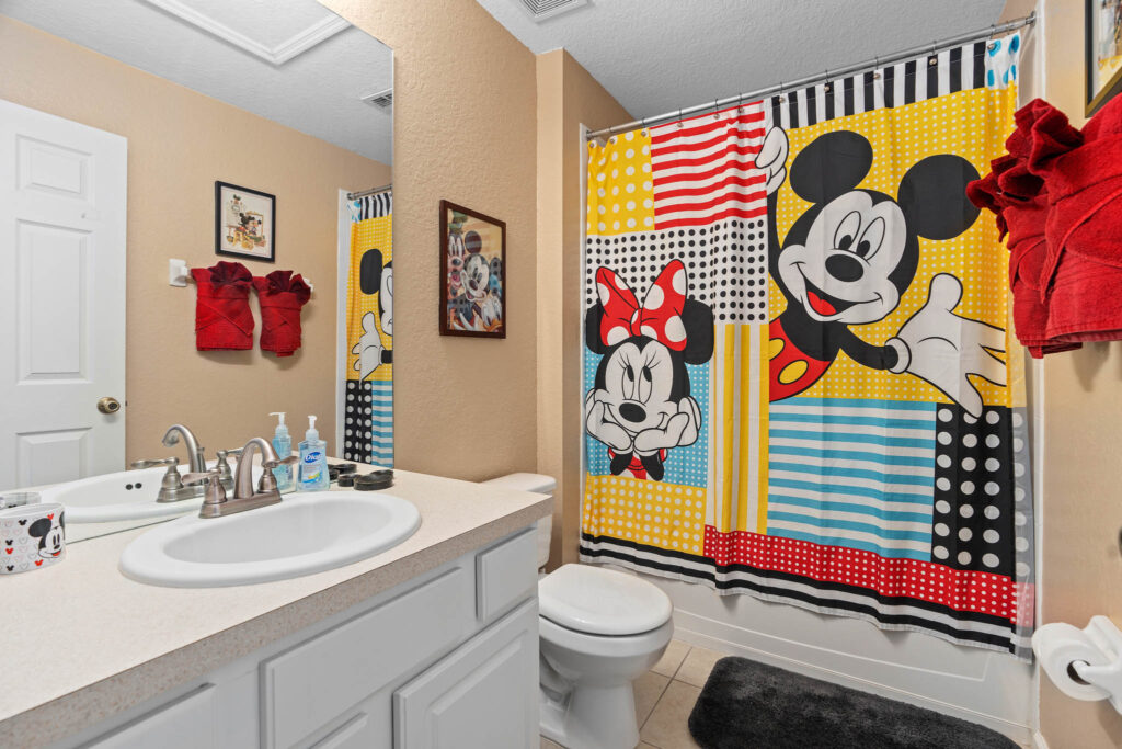 Mickey and Minnie themed bathroom in a Windsor Hills Resort vacation rental